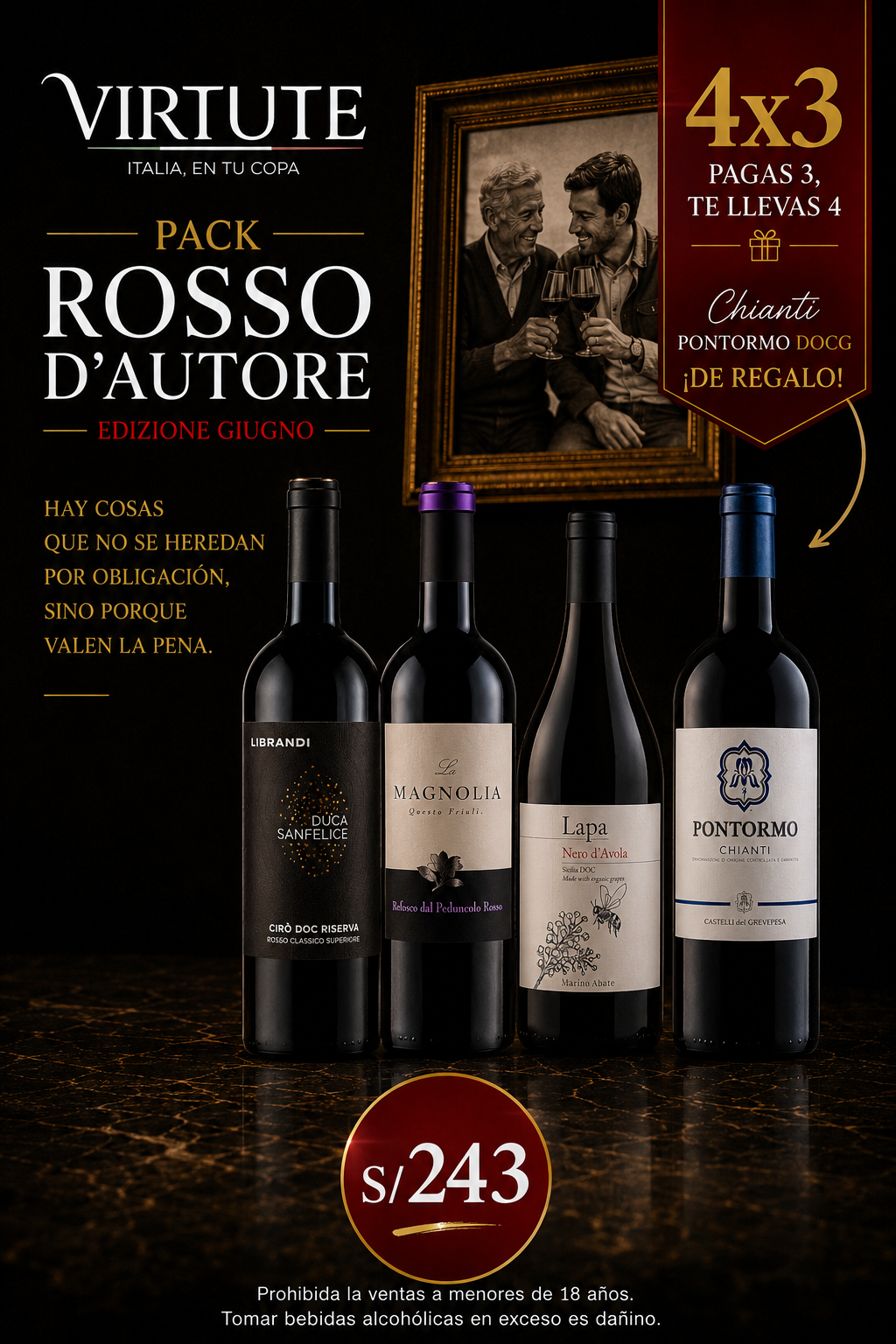 🎁 Pack 4x3 Rosso d'Autore – Edizione Giugno